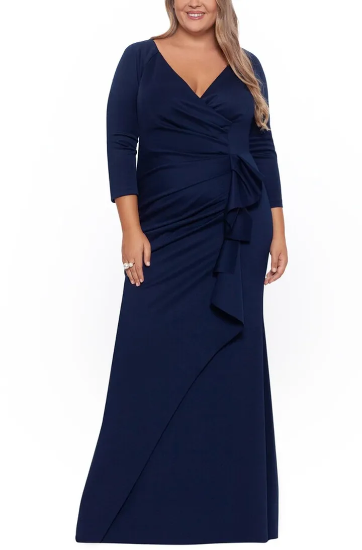 Side Ruched Scuba Gown