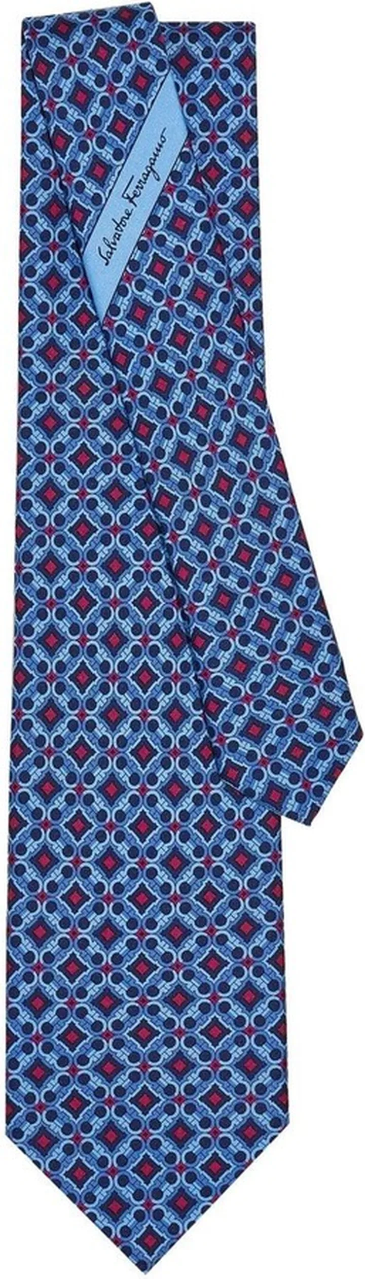 Gancini-print silk tie