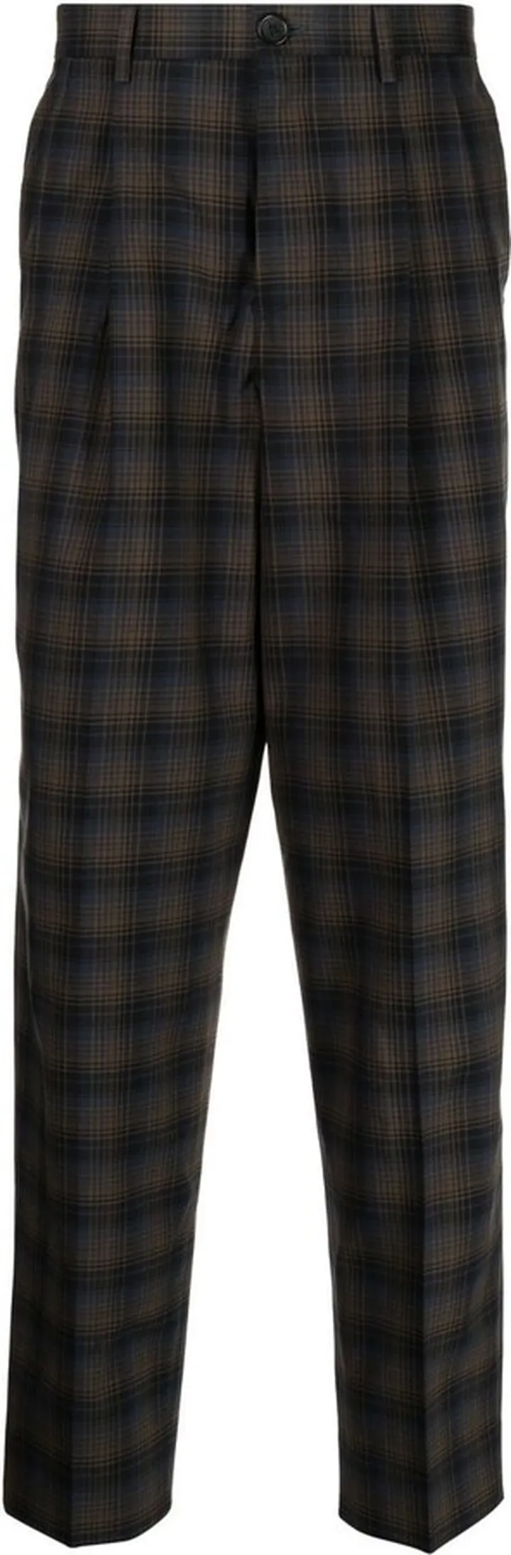 Checked Straight-Leg Trousers