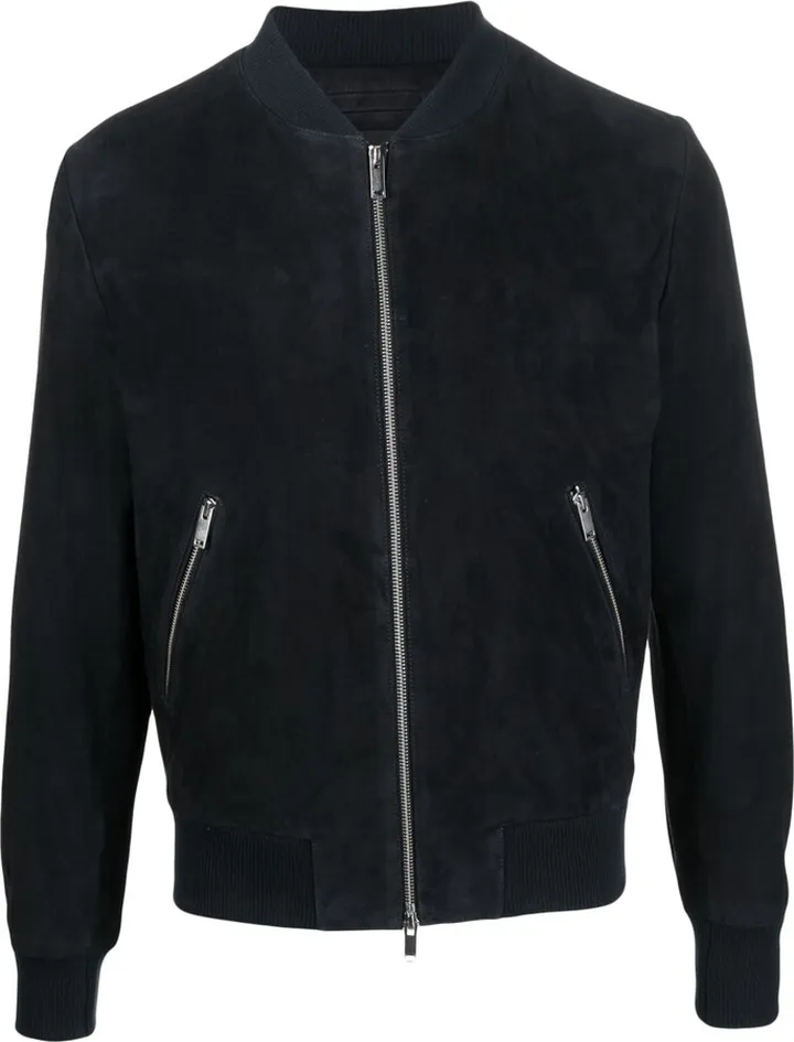 Zip-Up Suede Bomber Jacket