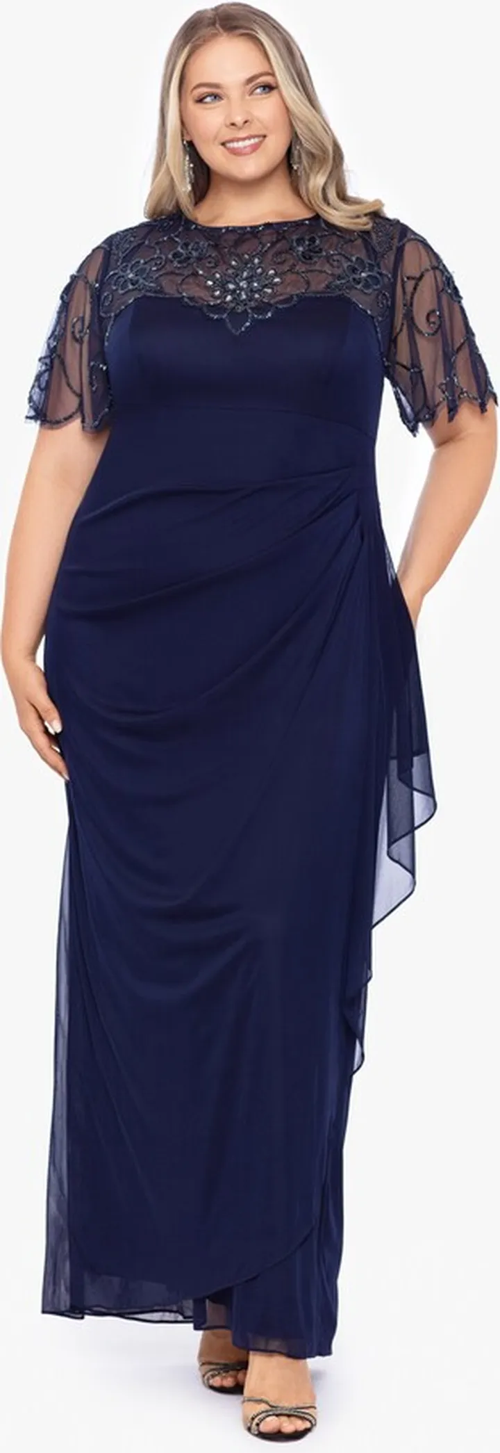 Beaded Fluttered Sleeve Dress