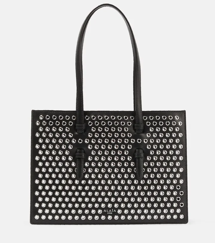 Mina Small perforated leather tote bag