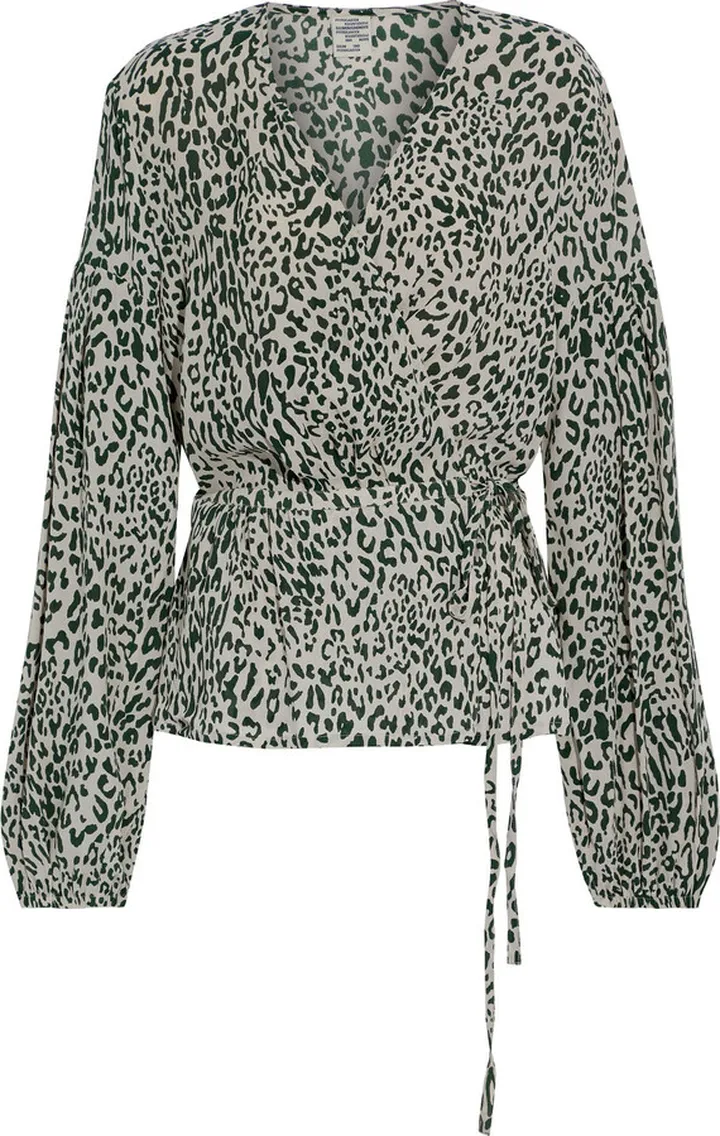 Monia leopard-print crepe de chine peplum wrap blouse