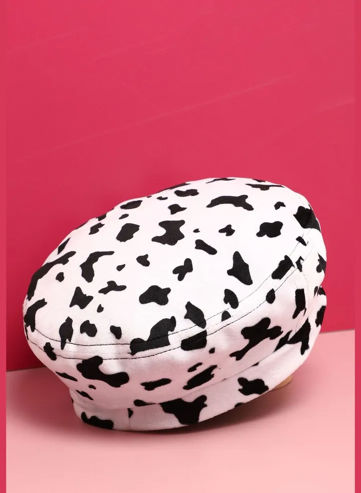 Casual Animal Print Beret Cap For Women