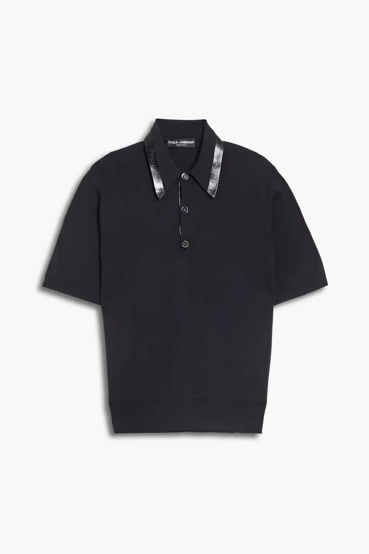 Silk and cotton-blend polo shirt