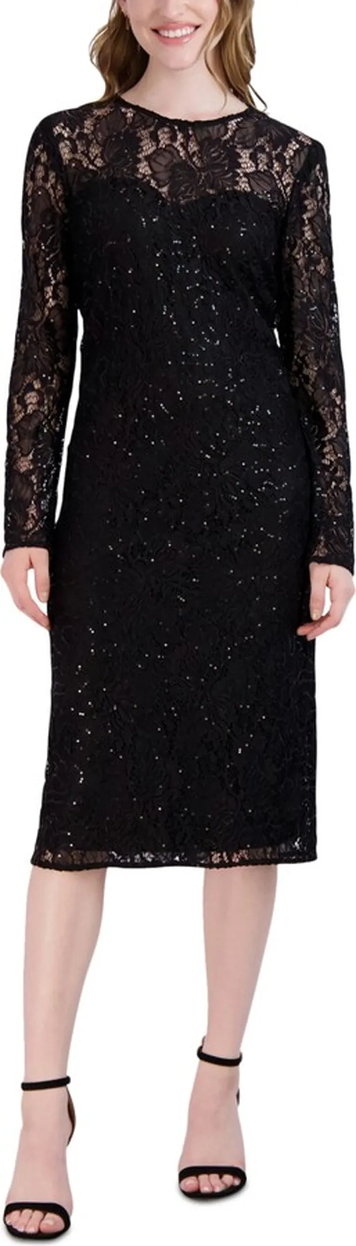 Donna Ricco Women's Sequined Lace Sheath Dress