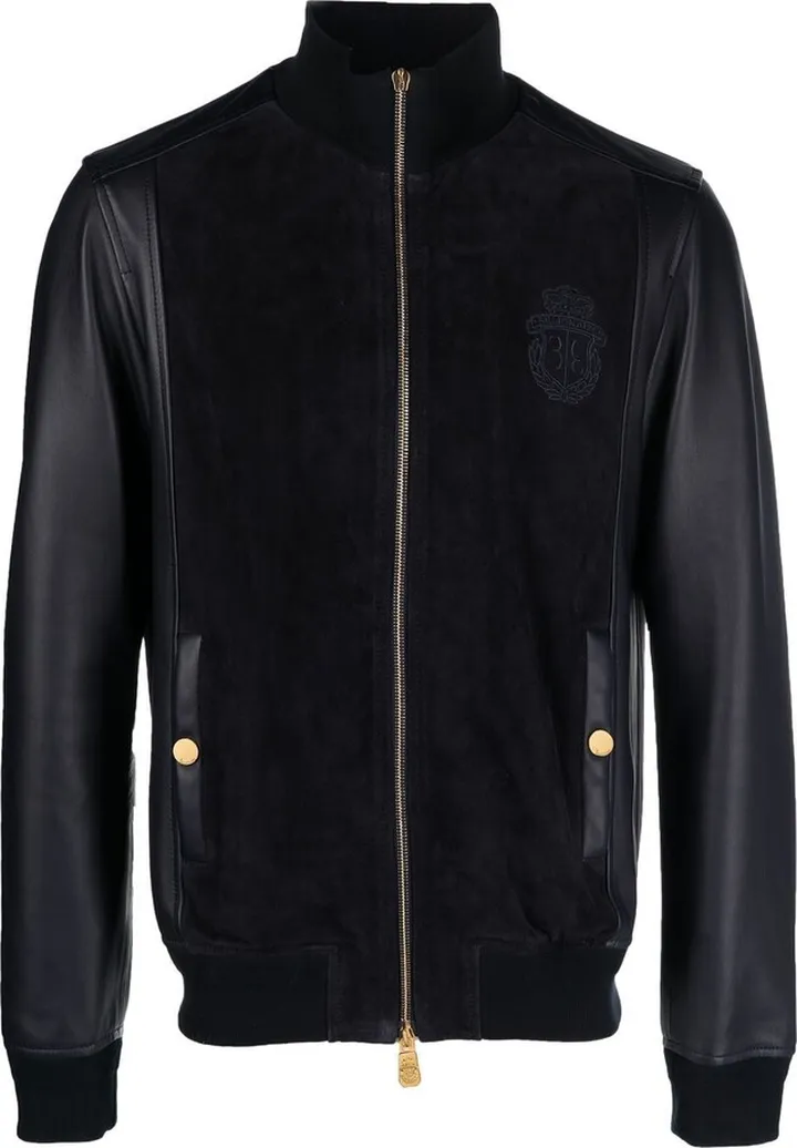 Panelled Leather Bomber Jacket