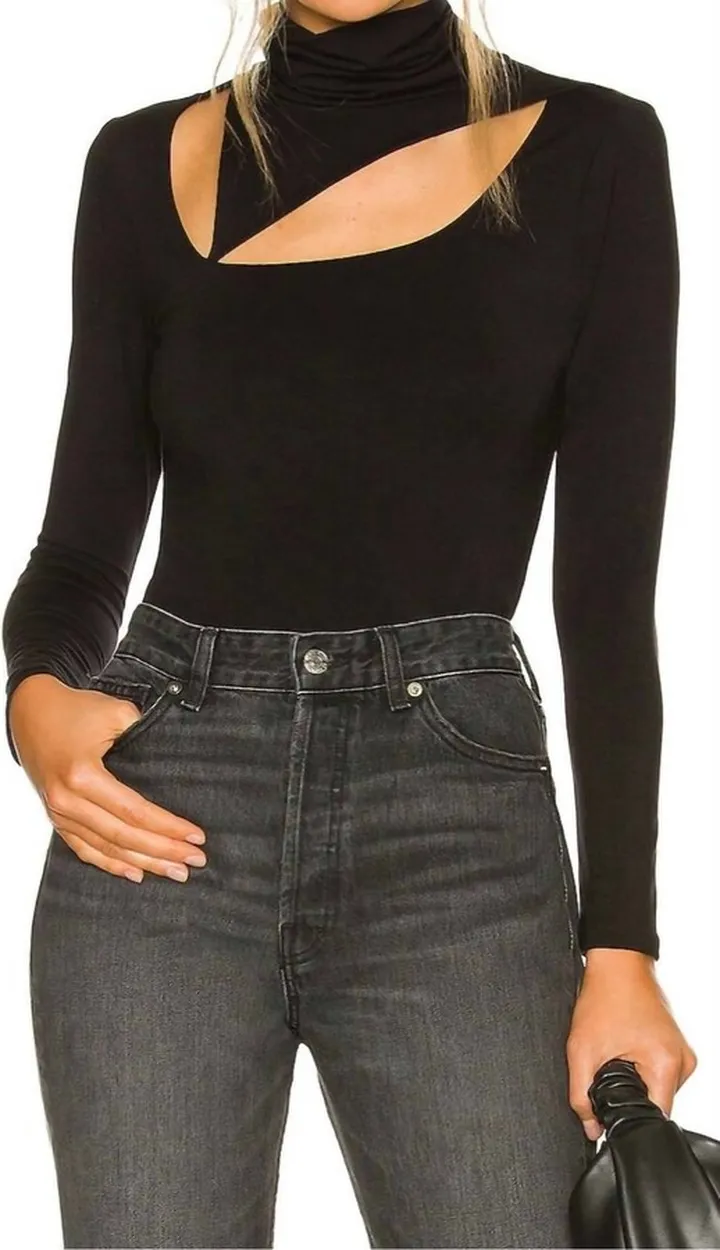 Cutout Turtleneck Top in Black