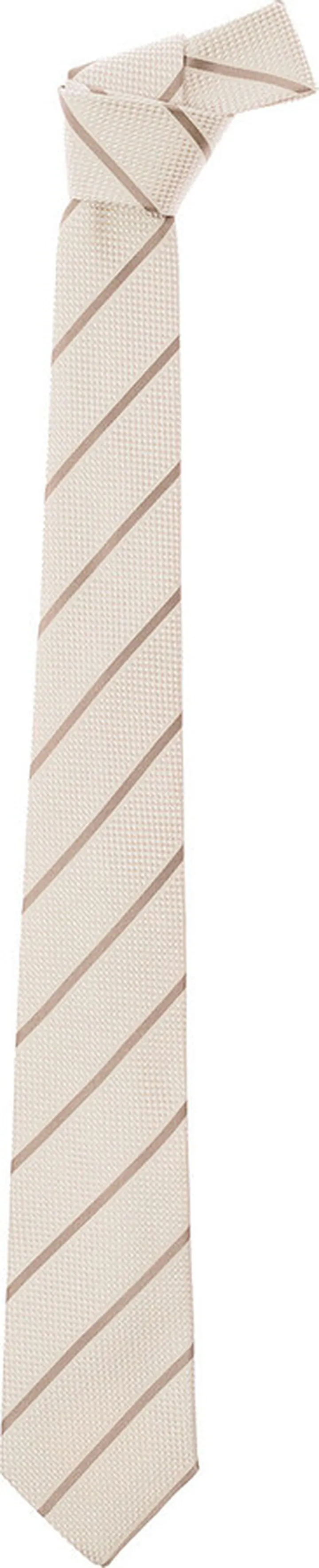 Beige Classic-style Striped Tie In Silk Man