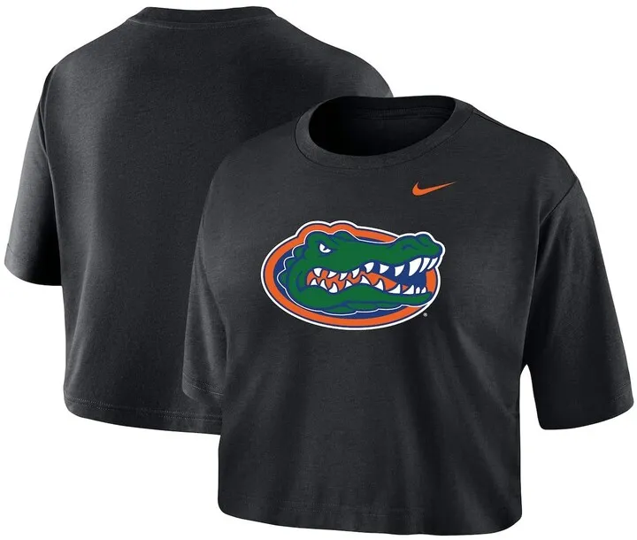 Women's Nike Black Florida Gators Cropped Performance T-shirt