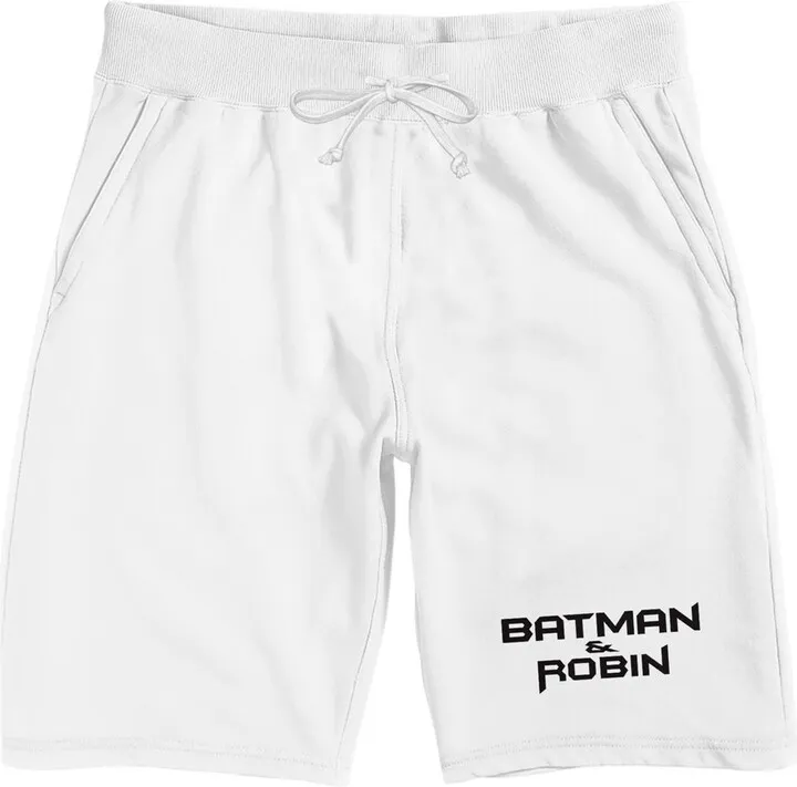 Batman & Robin Simple Text Men’s White Sleep Pajama Shorts-XL