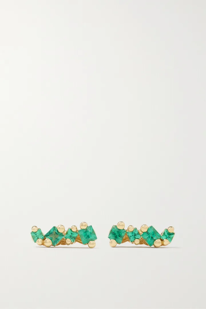 Suzanne Kalan - 18-karat Gold Emerald Earrings - Green