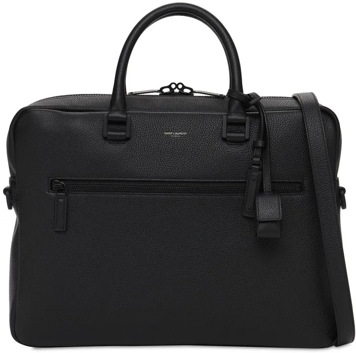Logo detail leather briefcase