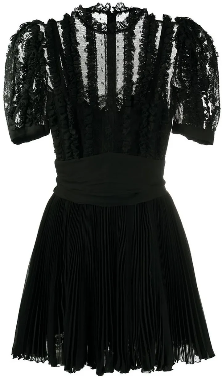 Ruched Puff-Sleeve Mini Dress