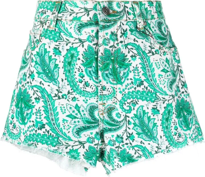 Paisley Denim Shorts