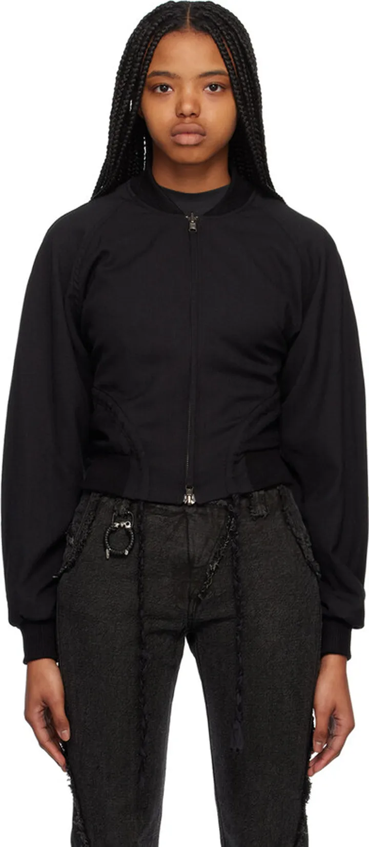 Hyein Seo Black Reversible Bomber Jacket