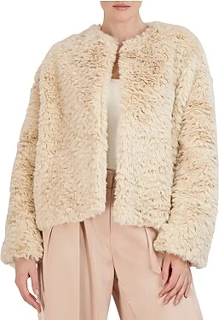 Bcbgmaxazria Faux Fur Collarless Jacket