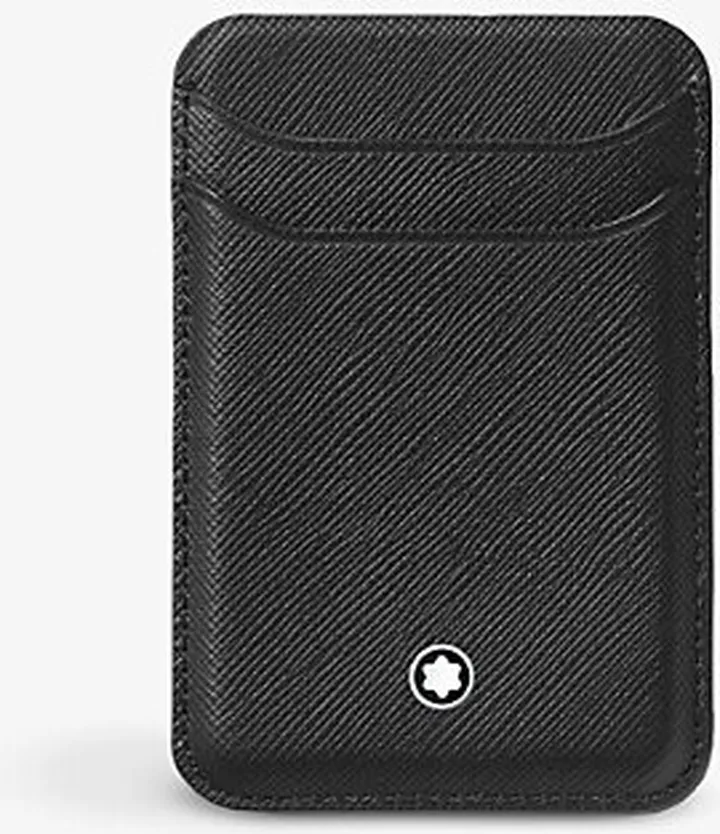 Black Sartorial Logo-embellished Grained-leather Iphone Wallet