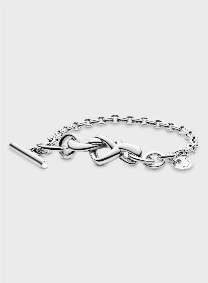 Knotted Heart T-Bar Bracelet