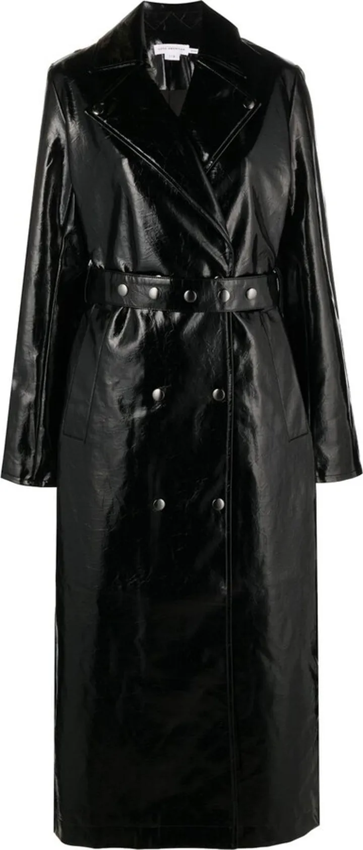 Black Faux Leather Trench Coat