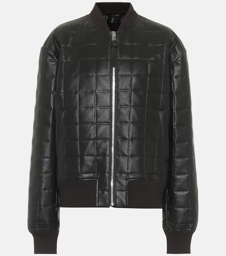 Quilted leather bomber jacket