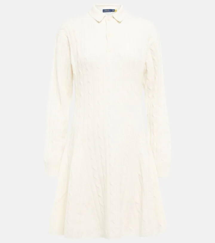 Cable-knit wool and cashmere mini dress