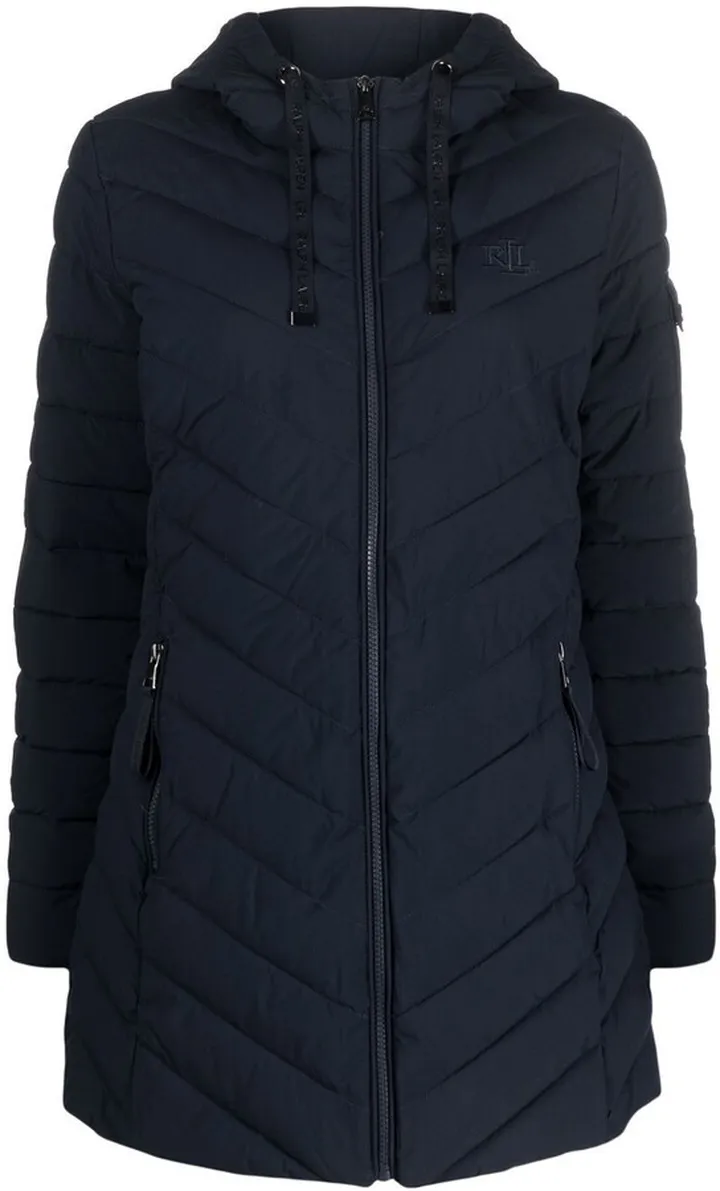 Insulated embroidered-logo puffer jacket
