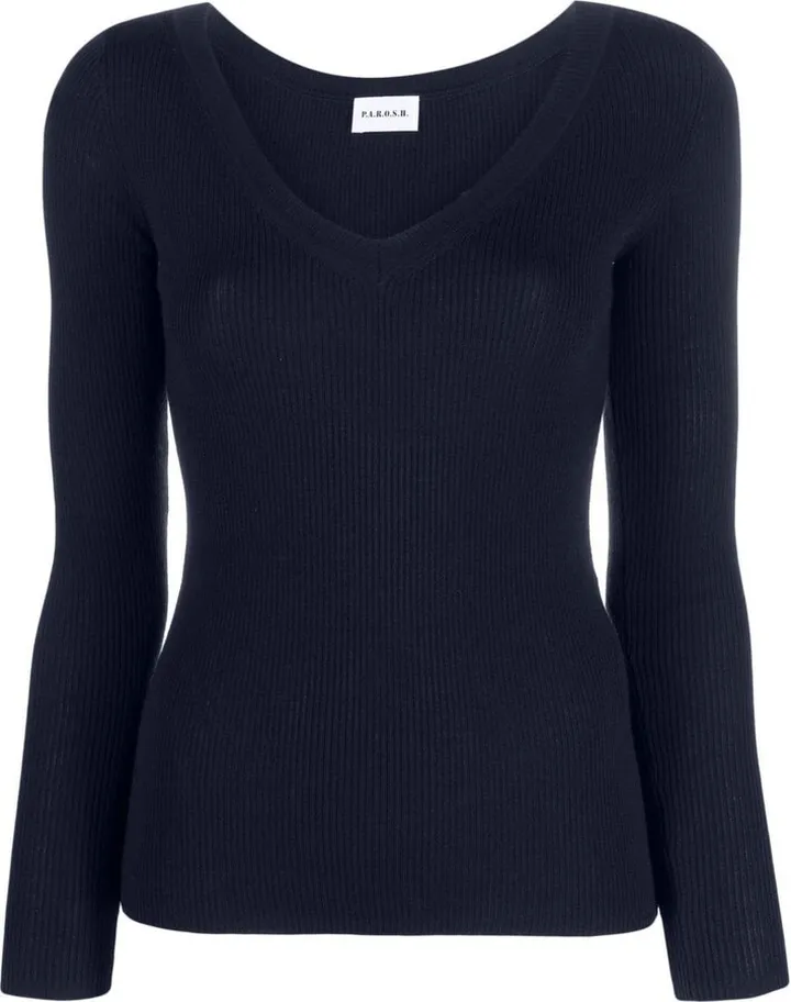 Leila knitted V-neck long-sleeve top