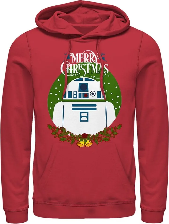 Men's Star Wars Merry Christmas R2-D2 Pull Over Hoodie - Red - Medium
