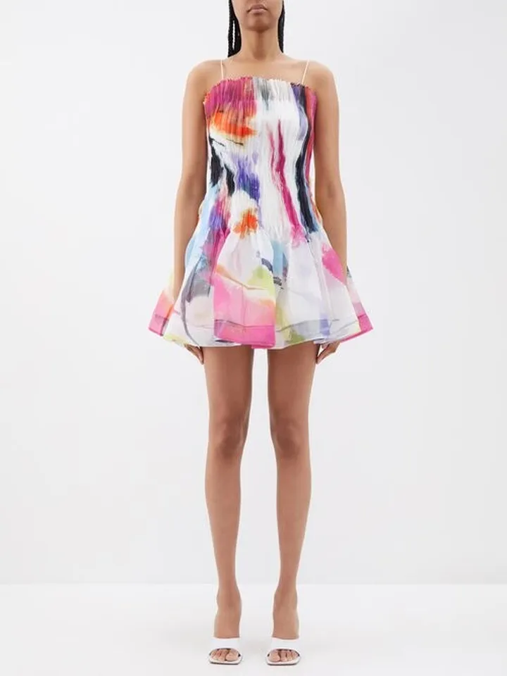 Celestial Pleated Organza Mini Dress