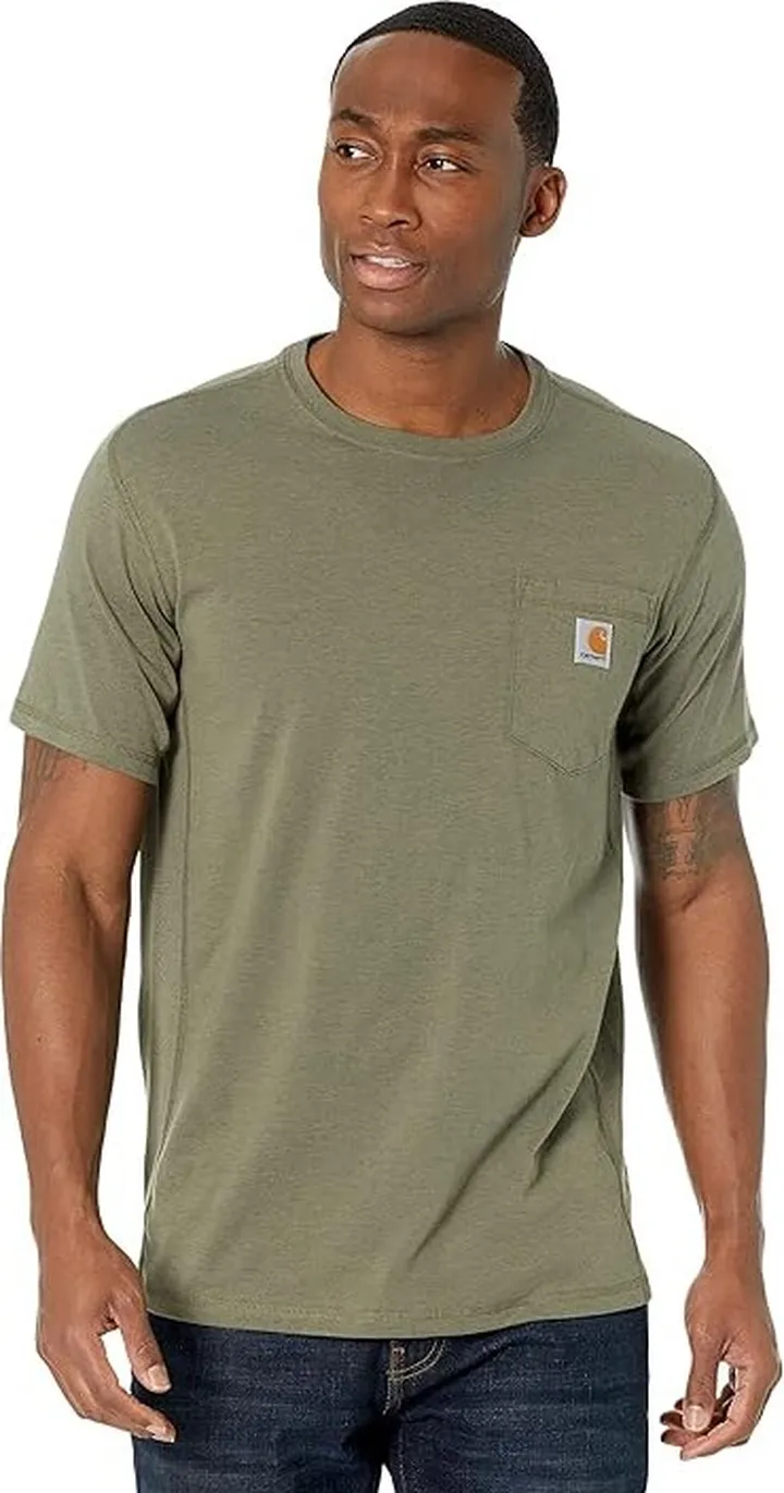 Carhartt Force Relaxed Fit Midweight Short Sleeve Pocket Tee (Basil Heather) Men's Clothing