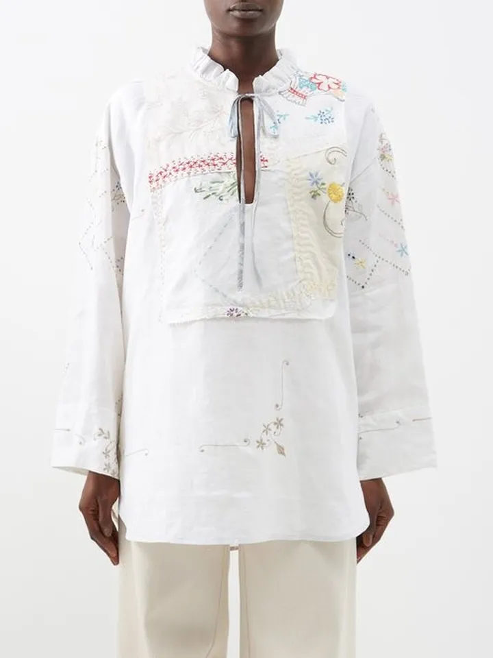 Marnie Patchworked Vintage-linen Tunic