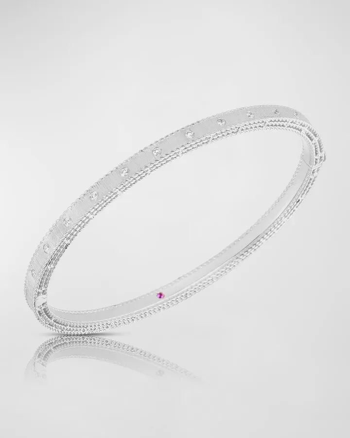 Princess 18k White Gold Diamond Bangle