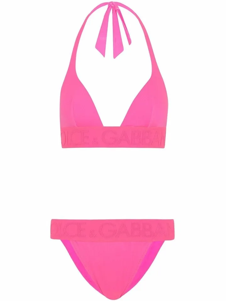 Halterneck Logo-Band Bikini