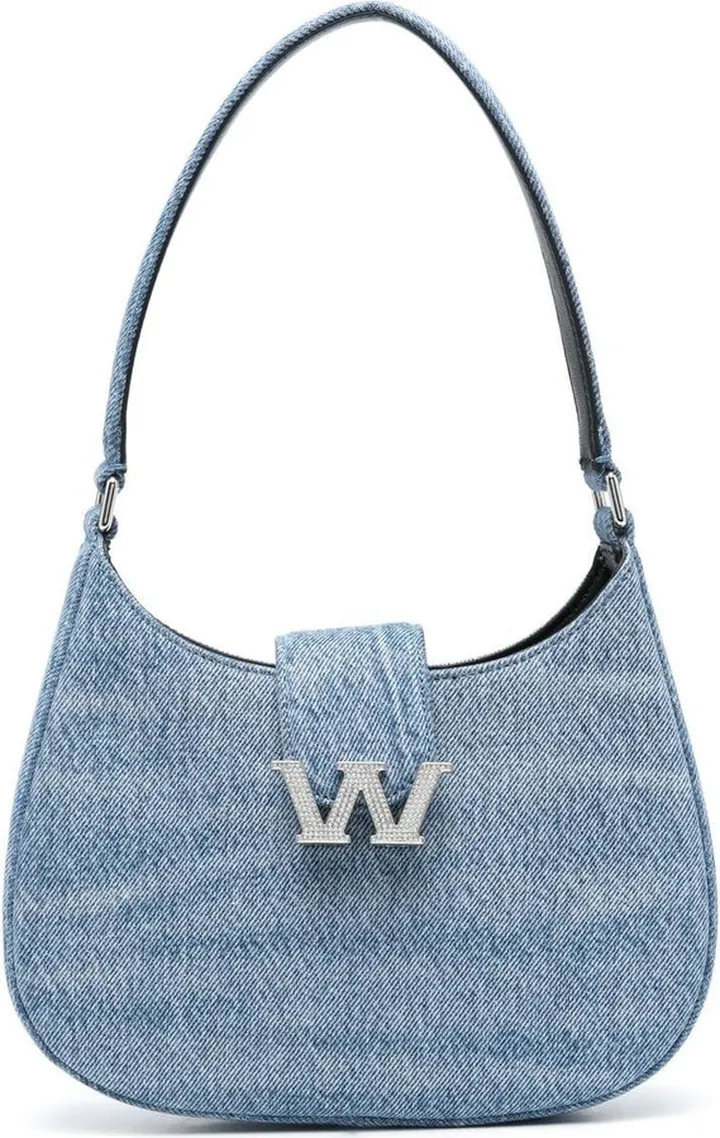 Whiskering-Effect Denim Shoulder Bag