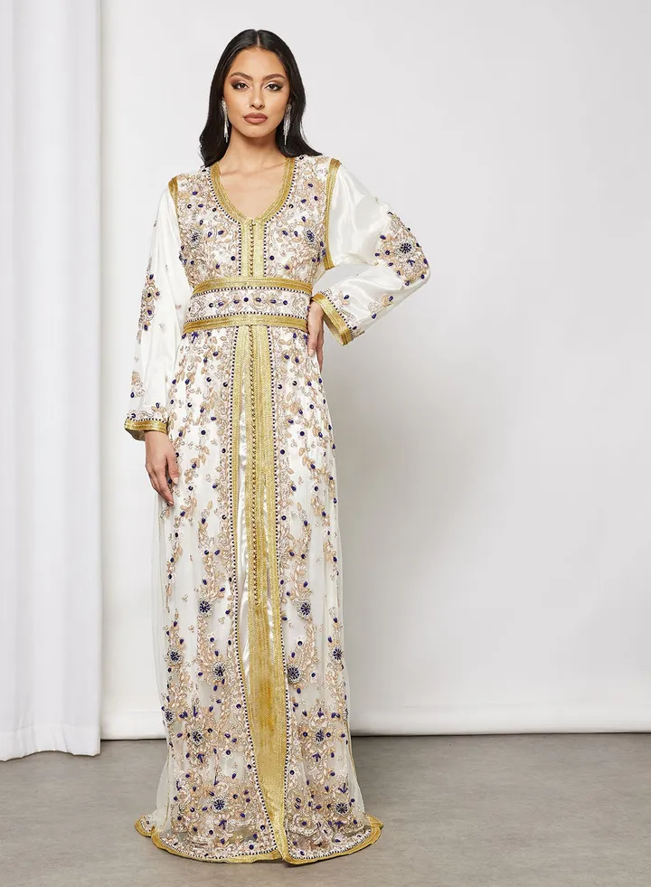 Embellished Long Sleeves Moroccan Kaftan