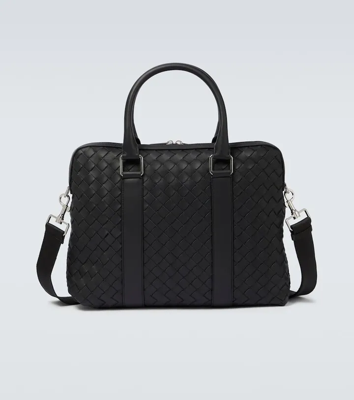 Slim Classic Intrecciato leather briefcase