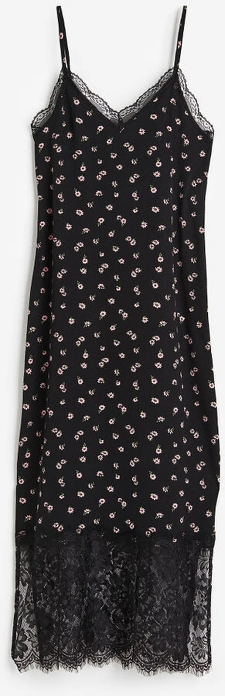 Lace-trimmed Crêped Slip Dress
