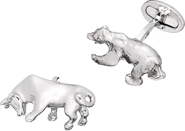 Sterling Silver Bull & Bear Cufflinks