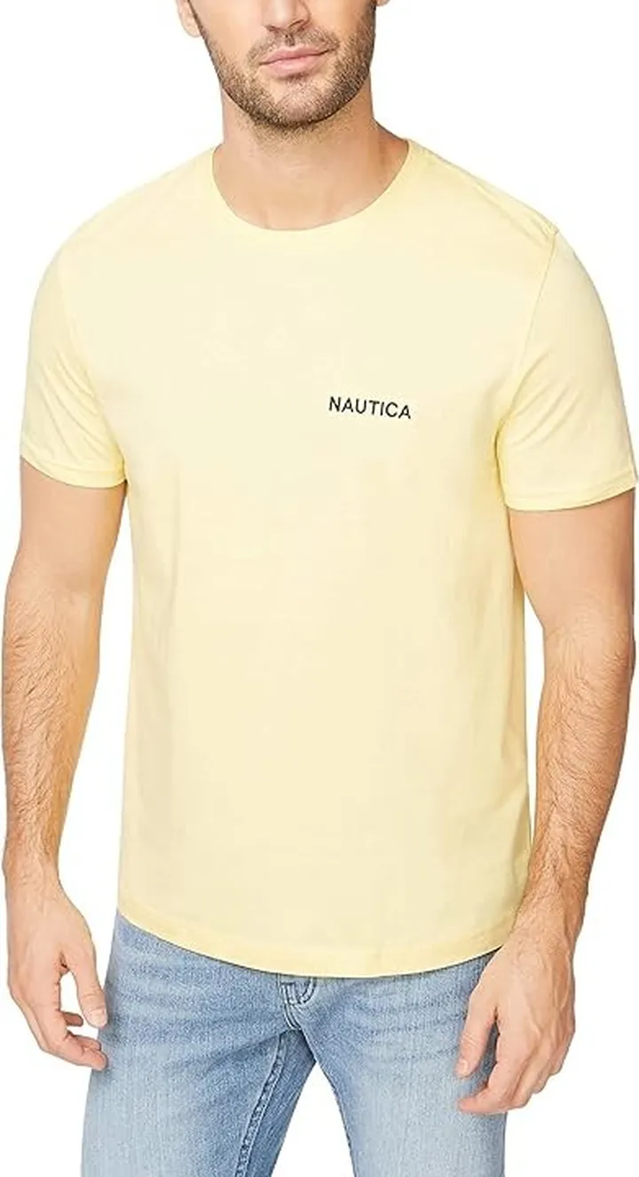 Nautica Men's Short Sleeve Solid Crew Neck T-Shirt (Corn Solid) Men's T Shirt