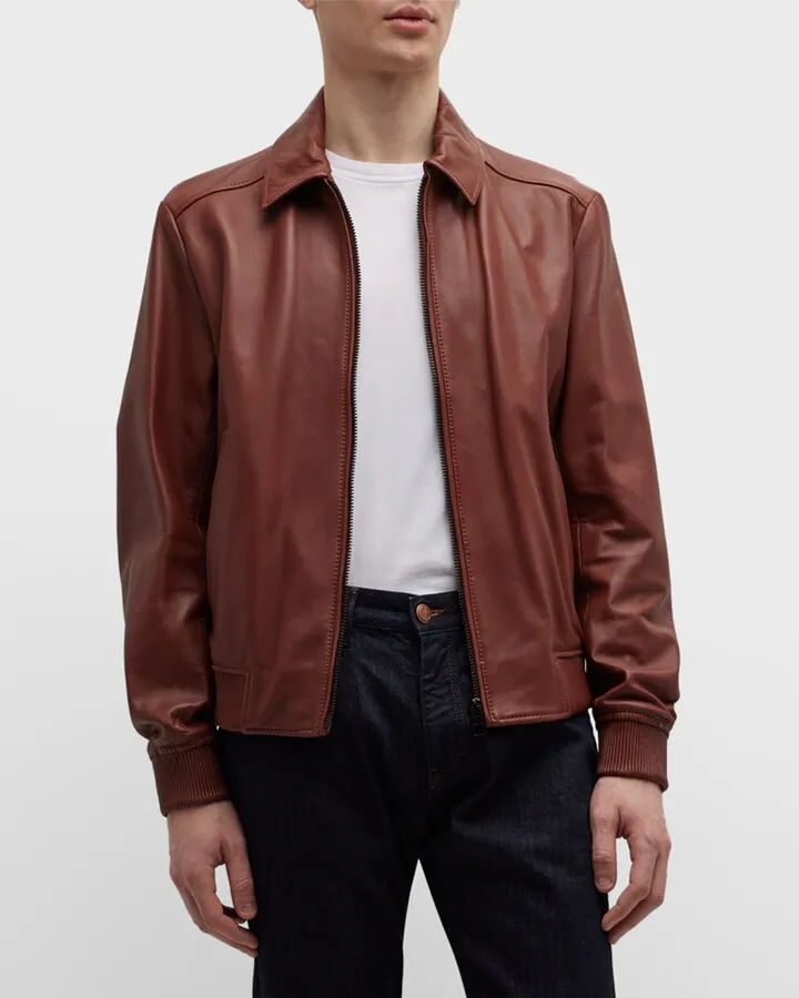 Men's Leather Bomber Jacket