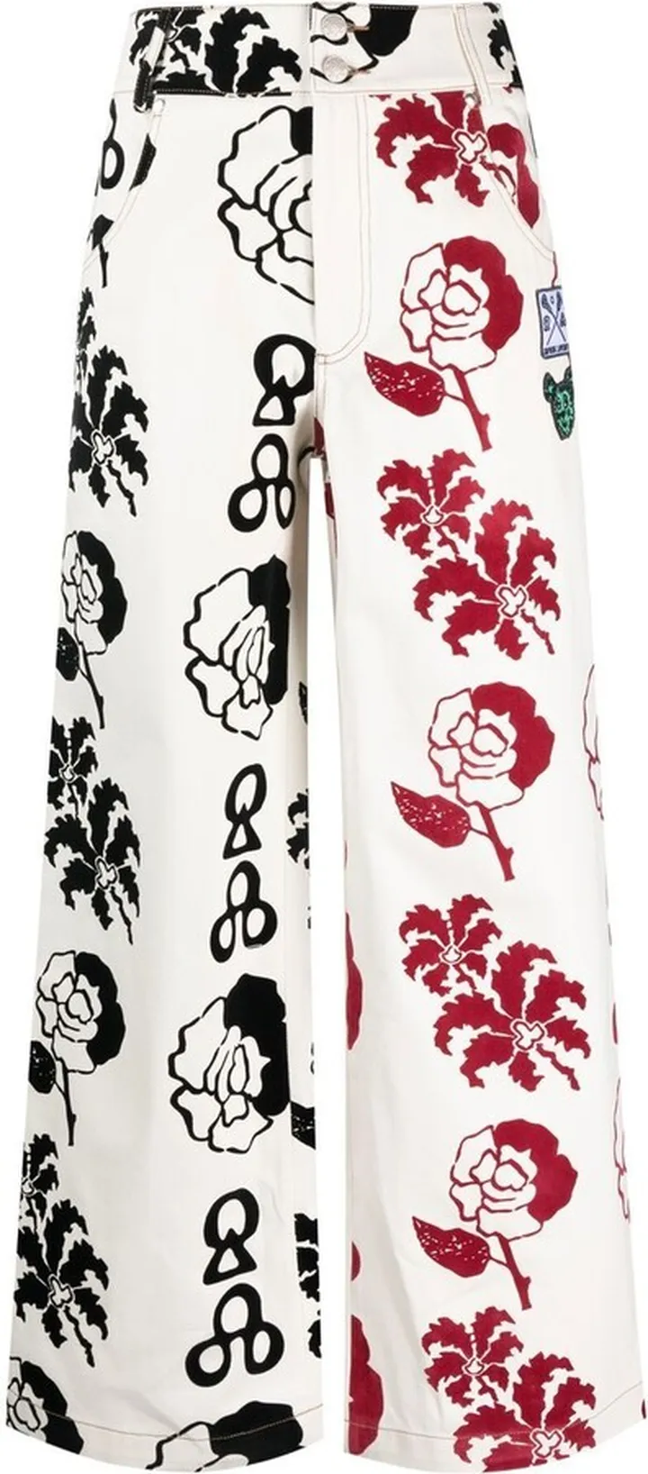 Graphic-Print High-Waisted Trousers