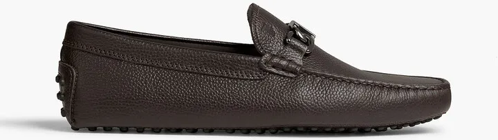 Logo-embellished pebbled-leather driving shoes