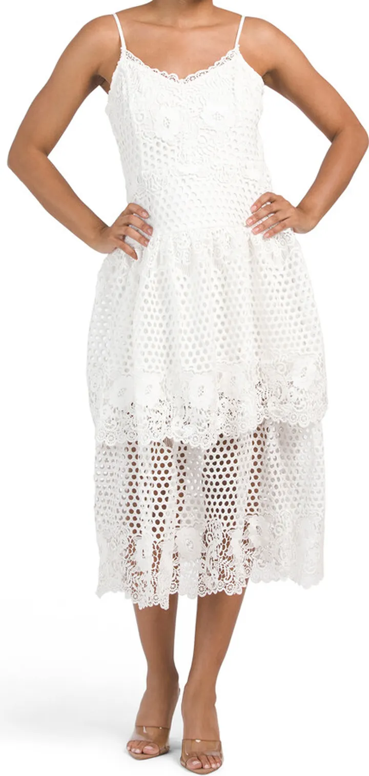 Lace Cami Tier Midi Dress