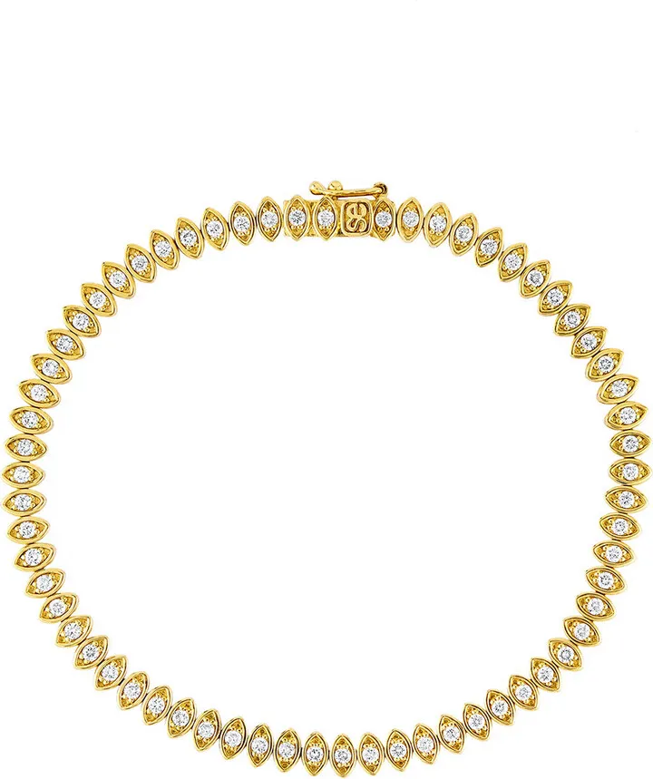 Diamond Marquise Evil Eye Yellow Gold Tennis Bracelet