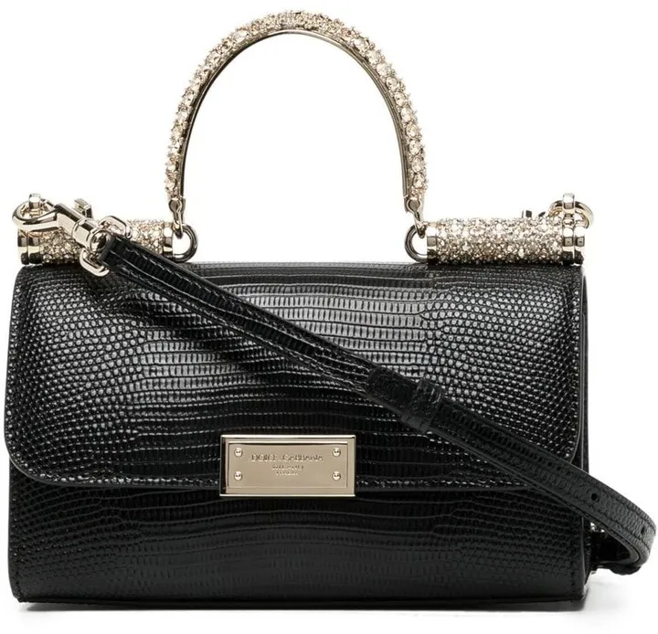 Logo-Plaque Croc Effect Bag