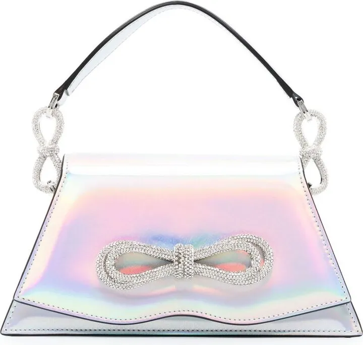 Silver Crystal Bow Leather Mini Bag