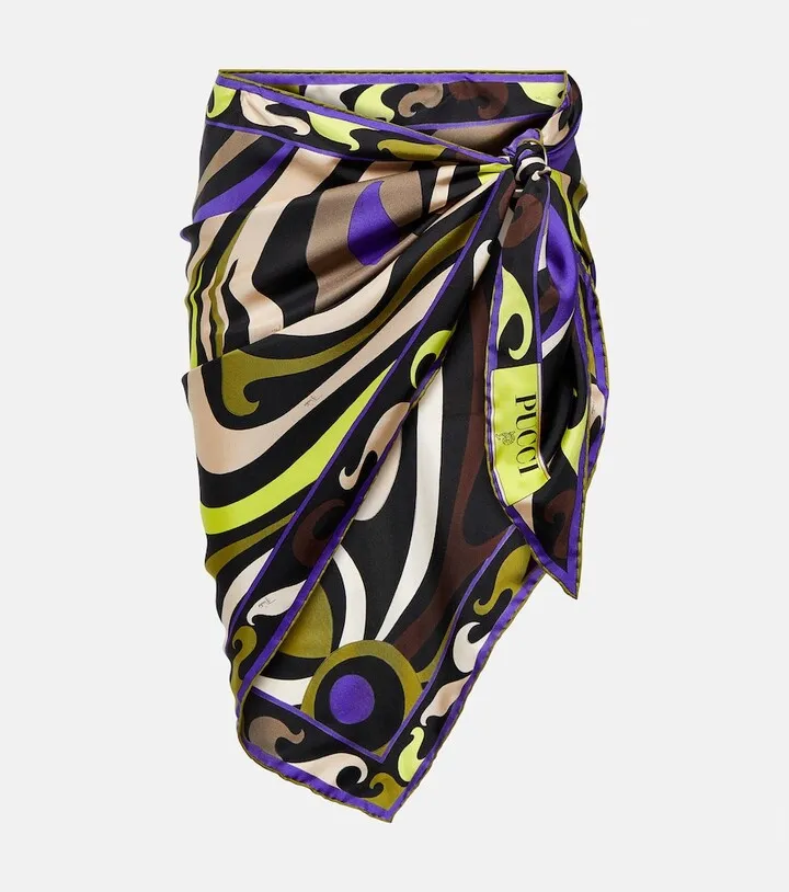 Printed silk twill scarf