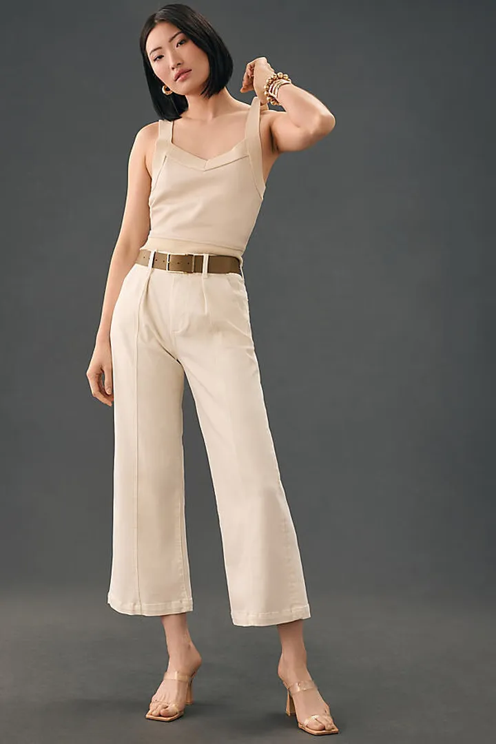 Paige Brooklyn Crop Wide Trousers White
