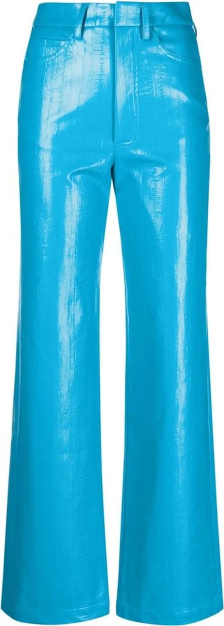 High-Rise Coated Straight-Leg Trousers